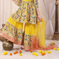 Yellow Princess Glam Floral Sharara Set