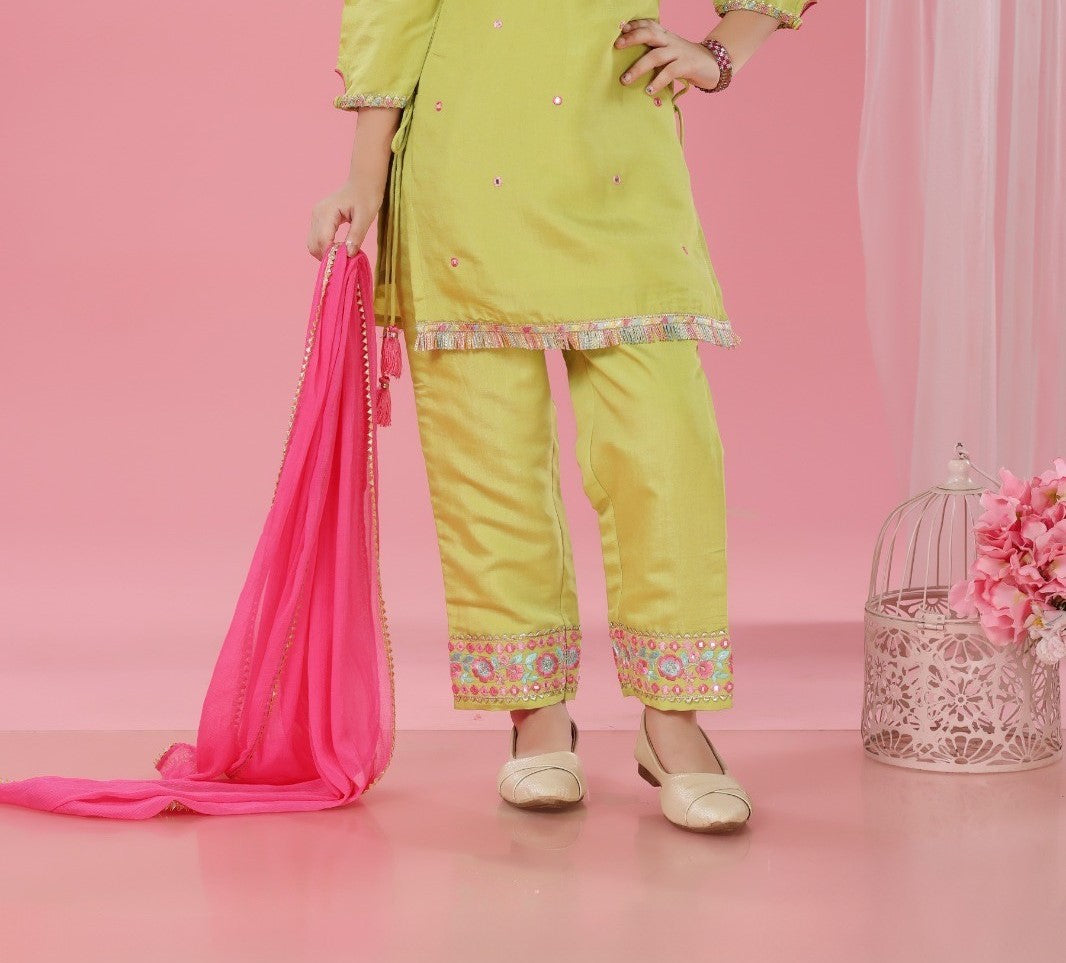 Yellow Floral Princess Sharara Set