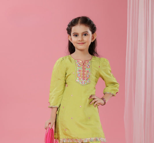 Yellow Floral Princess Sharara Set