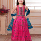 Rani Pink & Teal Boho Mirror-Embroidered Garba Lehenga Set