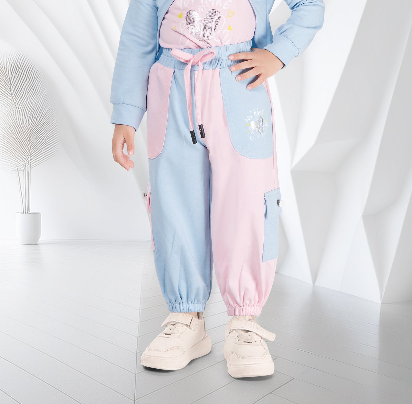Blue & Pink Princess Colorblock Hoodie Set