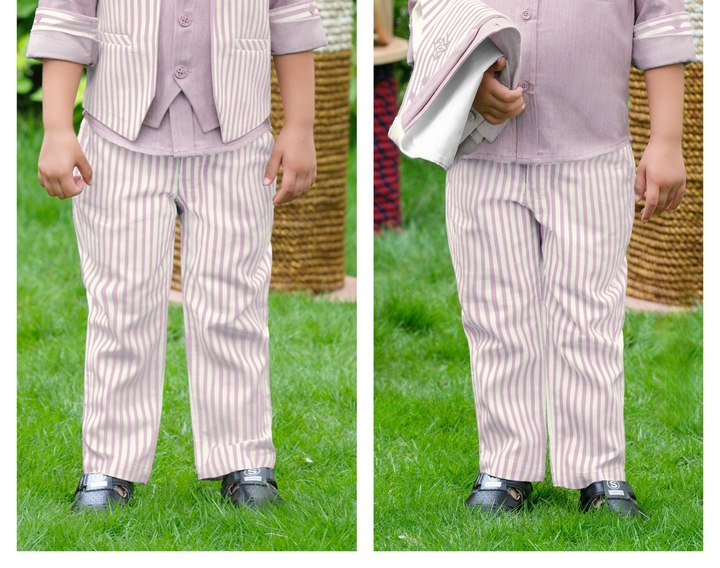 Lavender Stripe Classic Birthday Suit Set