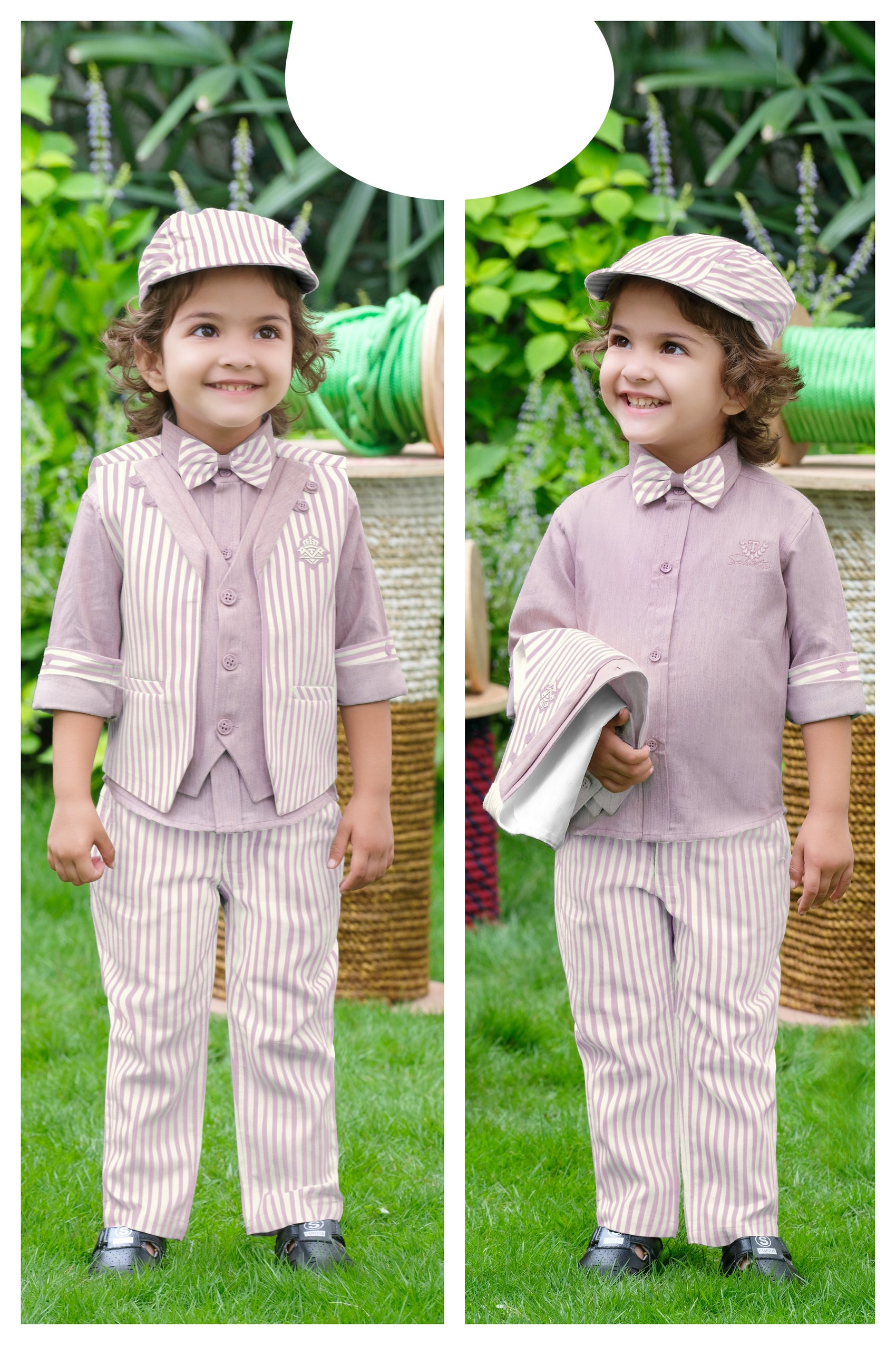 Lavender Stripe Classic Birthday Suit Set