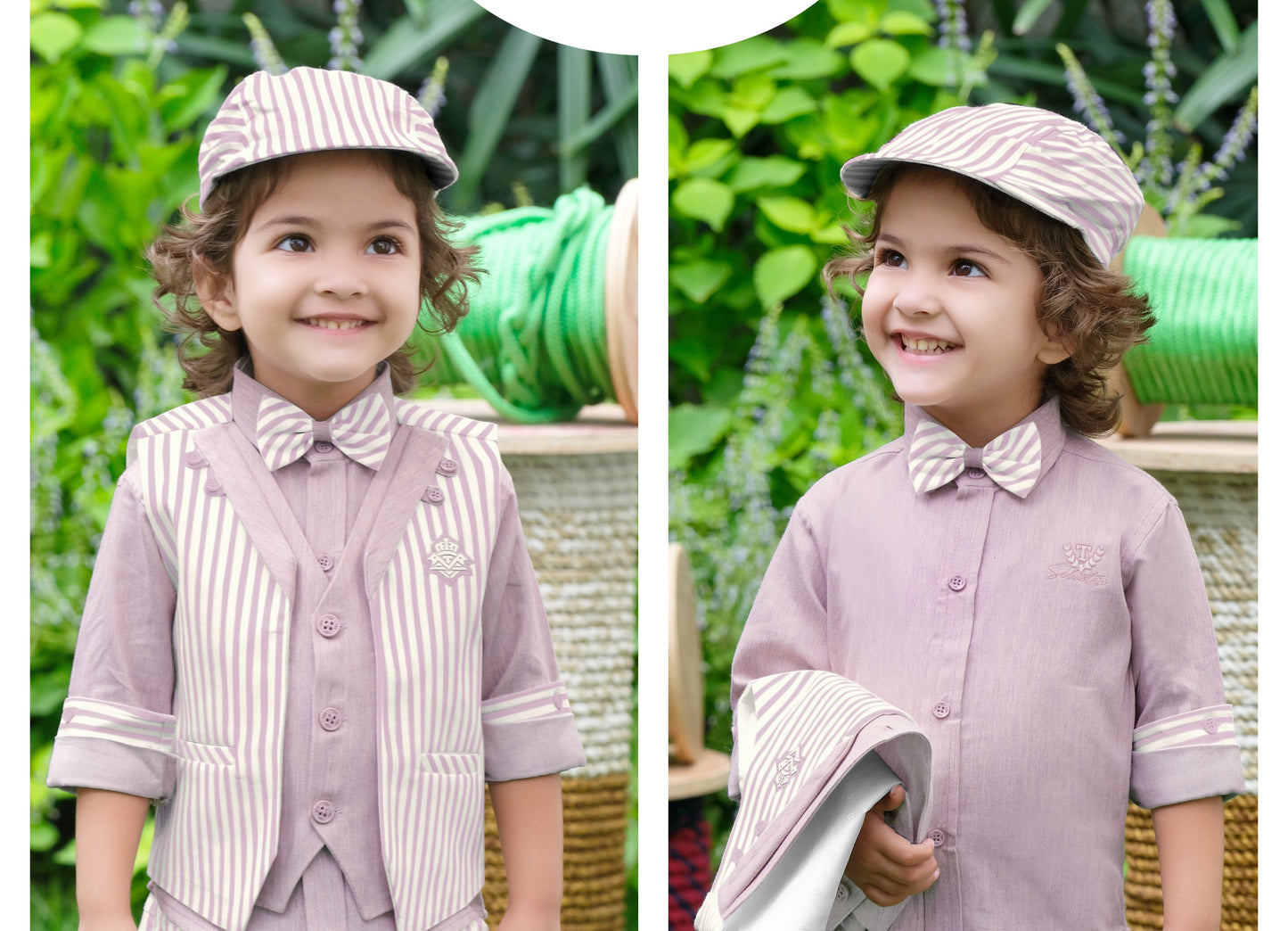 Lavender Stripe Classic Birthday Suit Set
