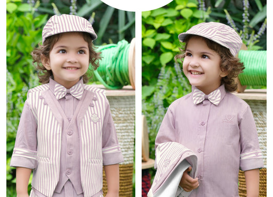 Lavender Stripe Classic Birthday Suit Set