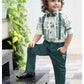 Green Tribal Print Suspender Party Set