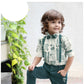 Green Tribal Print Suspender Party Set