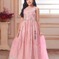 Pink Mirror-Embellished Geometric Lehenga Gown Set