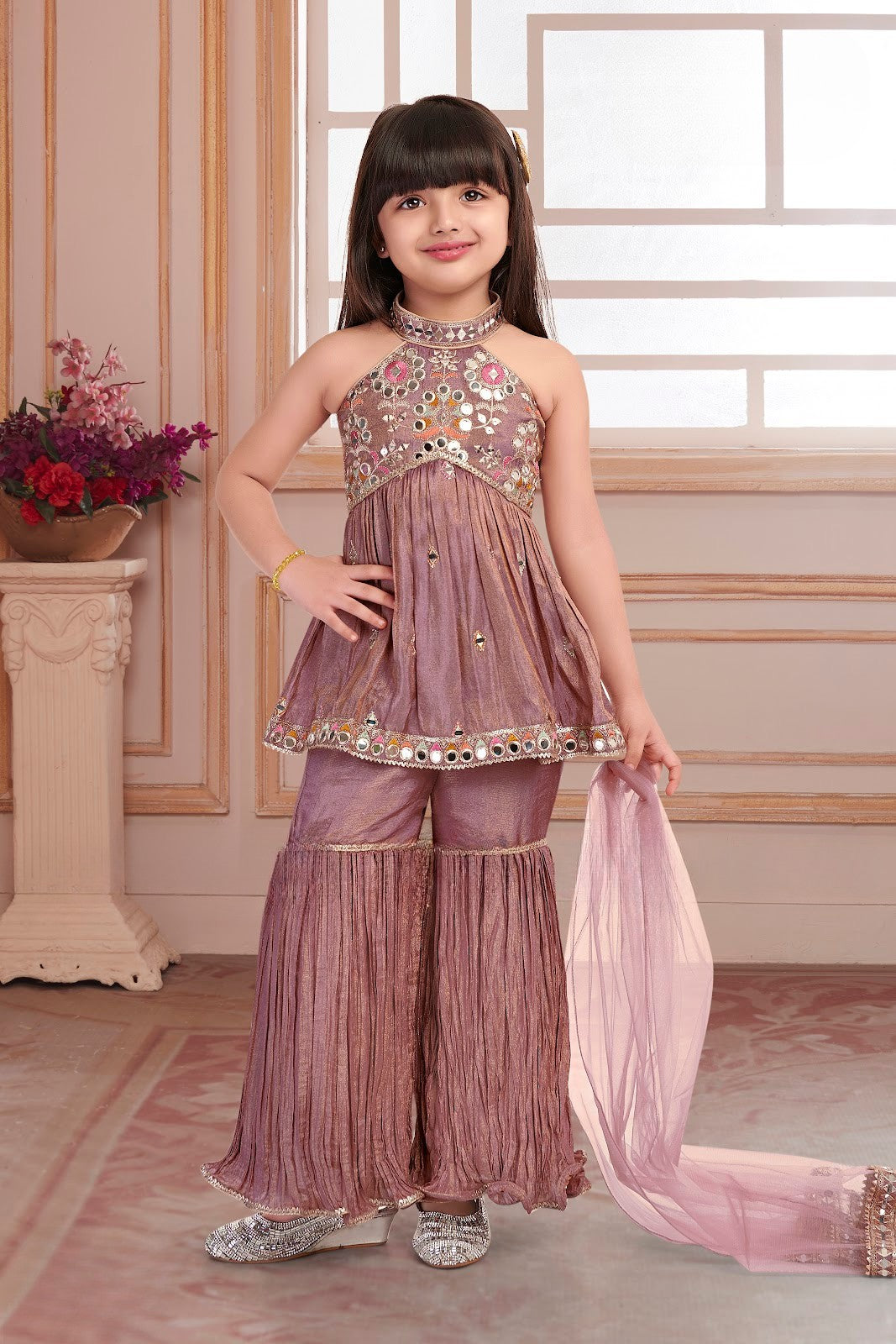 Mauve Sparkle Princess Palazzo Set