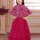 Rani Pink Girls’ Embroidered Cape Gown Set