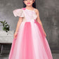 Pink Ombre One-Shoulder Gown with Flared Net Skirt