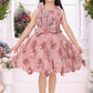 Pink Girls' 3D Floral Appliqué Party Dress