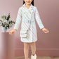 White Multicolor Striped Blazer-Style Dress with Belt & Sling Bag