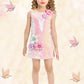 Pink Rainbow Sequin Flower Dress for Girls