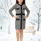 Black & White Geometric Winter Button-Front Dress