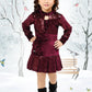 Maroon Velvet Sequin Pleated Dress for Girls