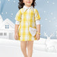Yellow Checked Layered Shirt Dress for Girls