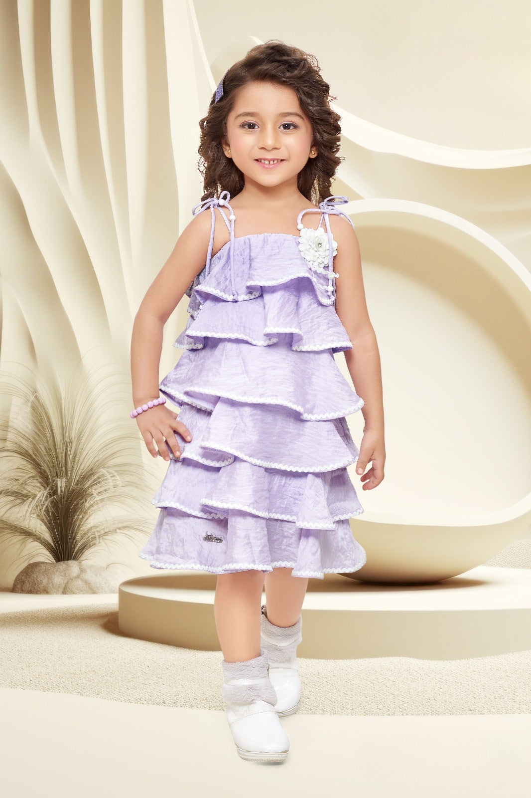 Lavender Girls’ Layered Ruffle Party Dress