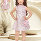 Pink Girls’ Zip-Front Shirt Dress with Crochet Pockets & Fringe