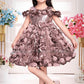 Onion Pink 3D Rose Bloom Party Dress