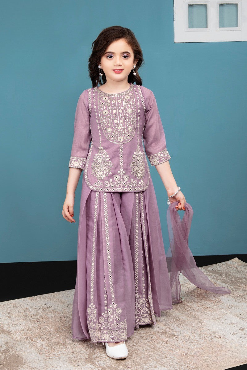 Lavender Celebration Embroidered Sharara Set