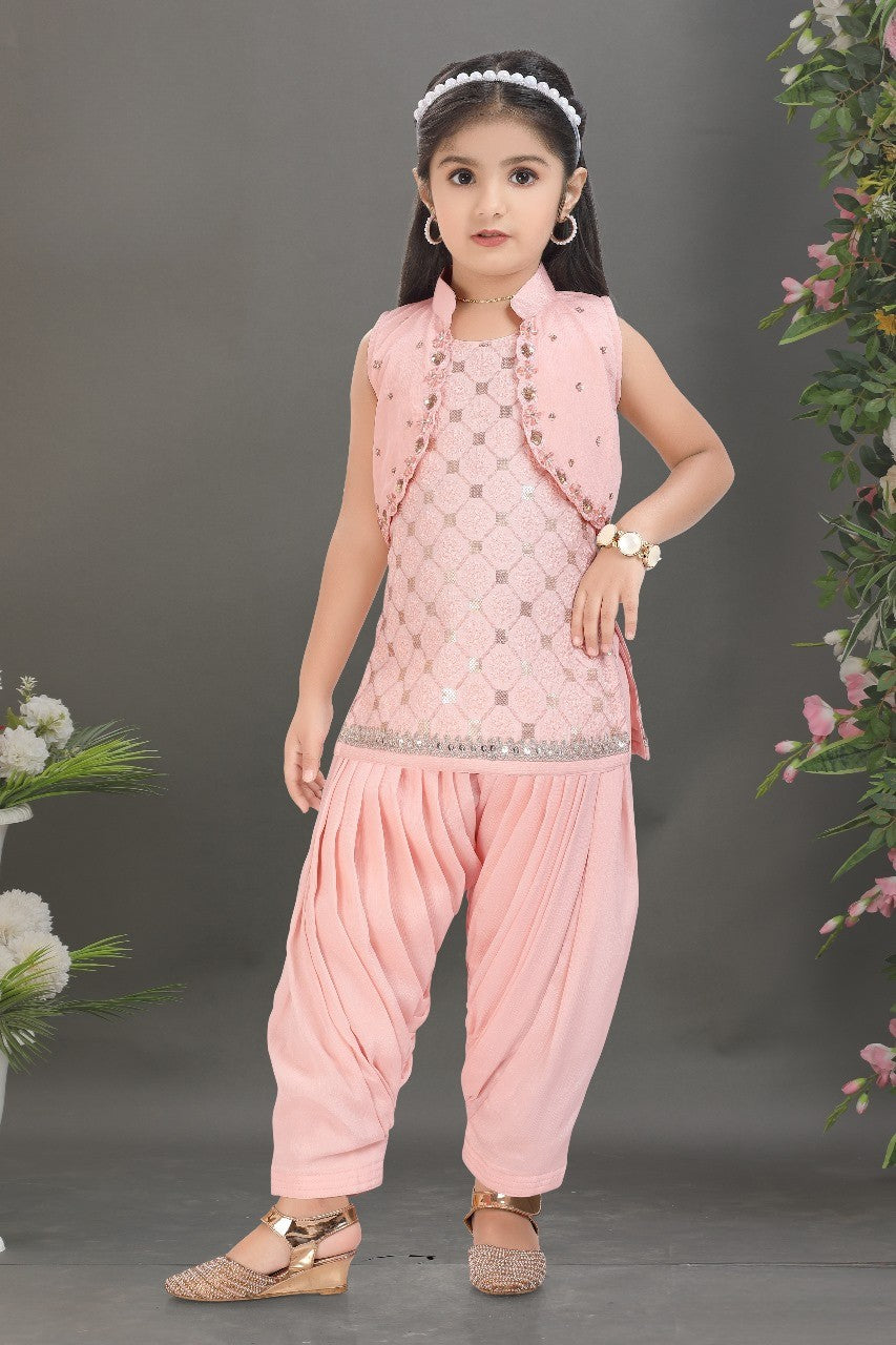 Peach Princess Glam Dhoti Set
