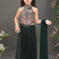 Dark Green Princess Glam Palazzo Set