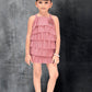 Pink Glam Ruffle Layered Party Dress for Girls