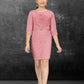 Pink Glam Textured Flower Belt Dress for Girls
