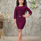 Wine Glam Textured Flower Belt Dress for Girls