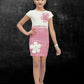 Pink & White Princess Flower Applique Party Dress