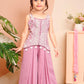 Mauve Princess Embroidered Palazzo Set for Girls