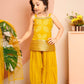 Yellow Princess Embroidered Dhoti Set for Girls