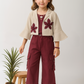 Maroon & Beige Princess Utility Jacket Jumpsuit Set