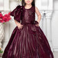 Wine Princess Pleated Sequin Party Gown