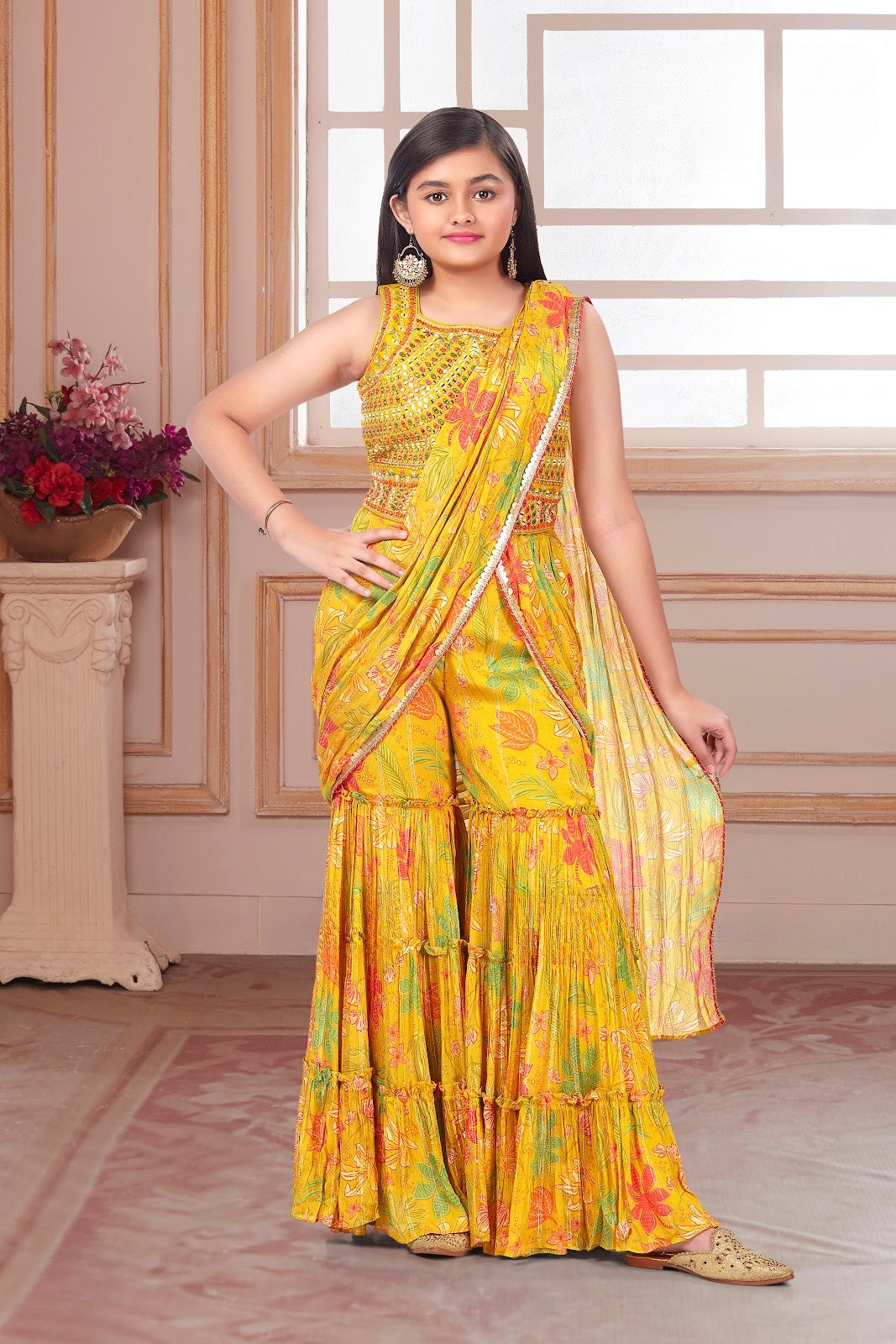 Sunshine Mirror Sharara Set For Girls