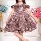 Dusty Rose Princess 3D Rosette Party Dress