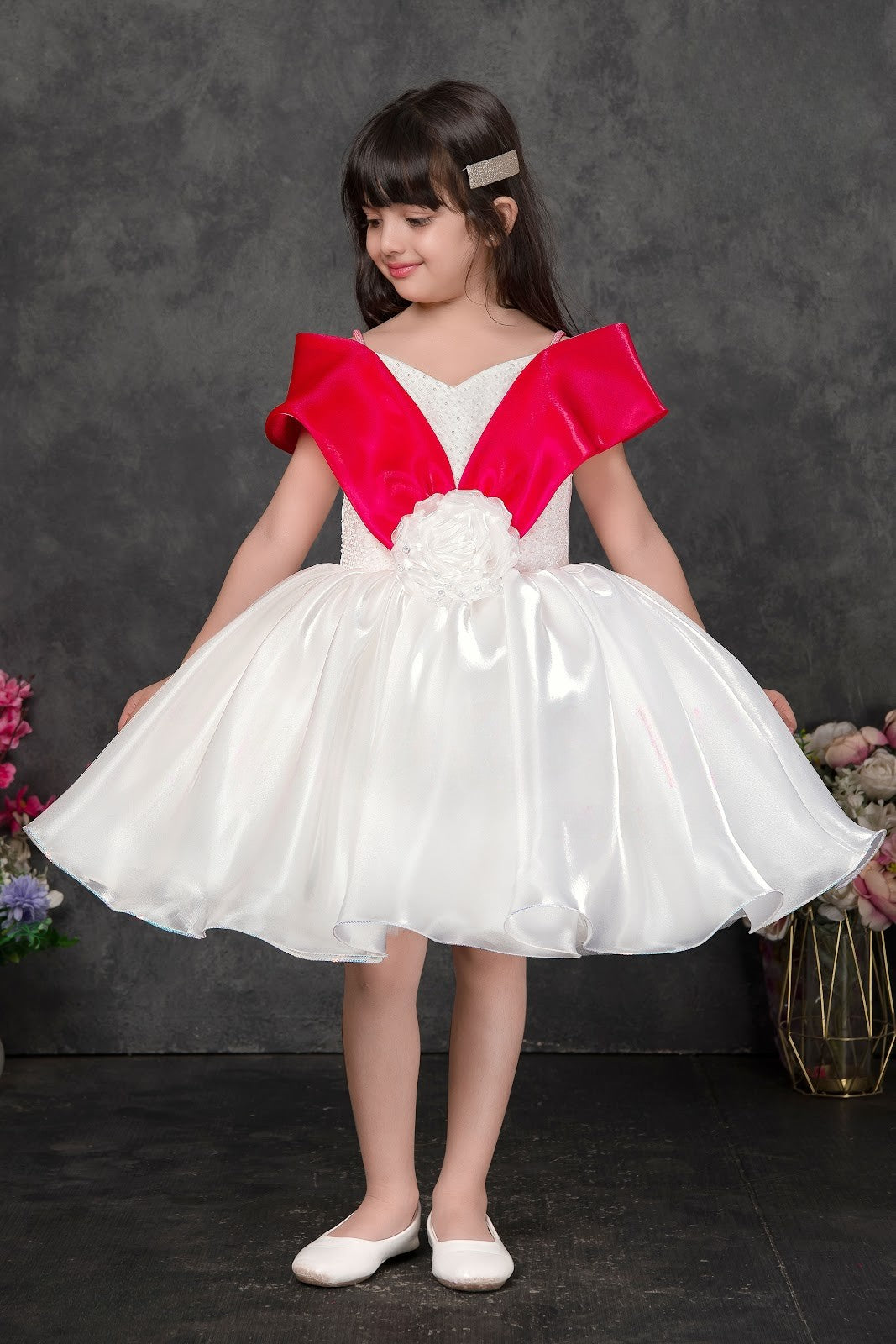 White & Pink Princess Celebration Party Dress