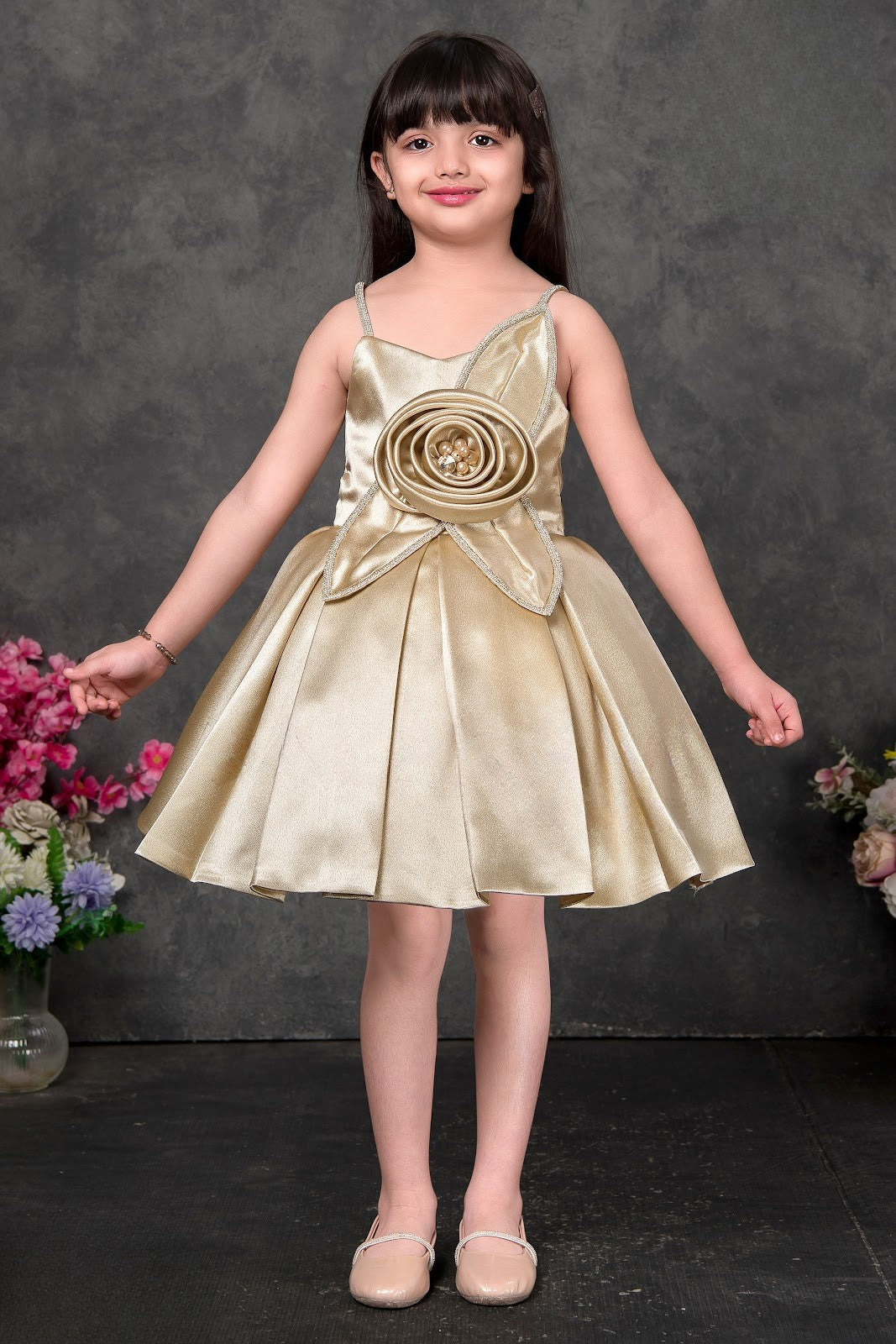 Gold Glam Rose Princess Party Dress
