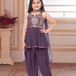 Lavender Mirrorwork Peplum Set with Dhoti Pants