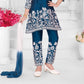 Navy Blue Glam Floral Embroidered Party Suit
