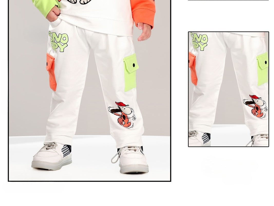 White Neon Fun Cartoon Print Casual Set
