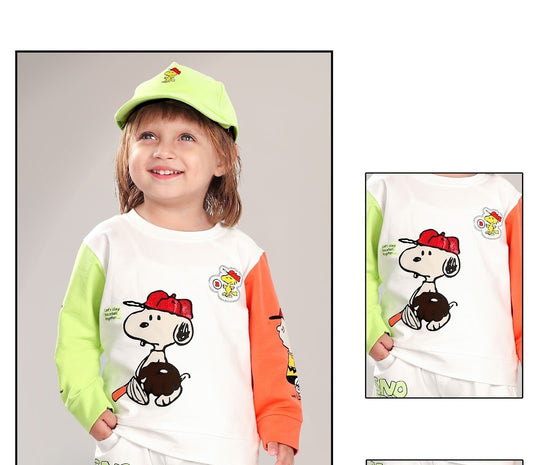 White Neon Fun Cartoon Print Casual Set