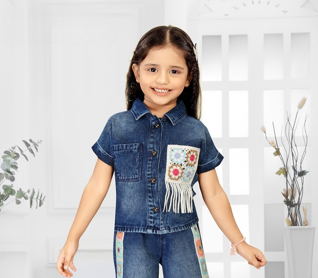 Blue Denim Boho Fringe Celebration Co-ord Set