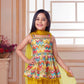 Multicolor Zigzag Peplum with Mustard Patiala Set