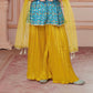 Royal Blue Kutchi Peplum with Mustard Plazzo Set