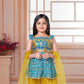Royal Blue Kutchi Peplum with Mustard Plazzo Set