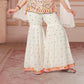 Cream Mirror-Embroidered Flared Sharara Set