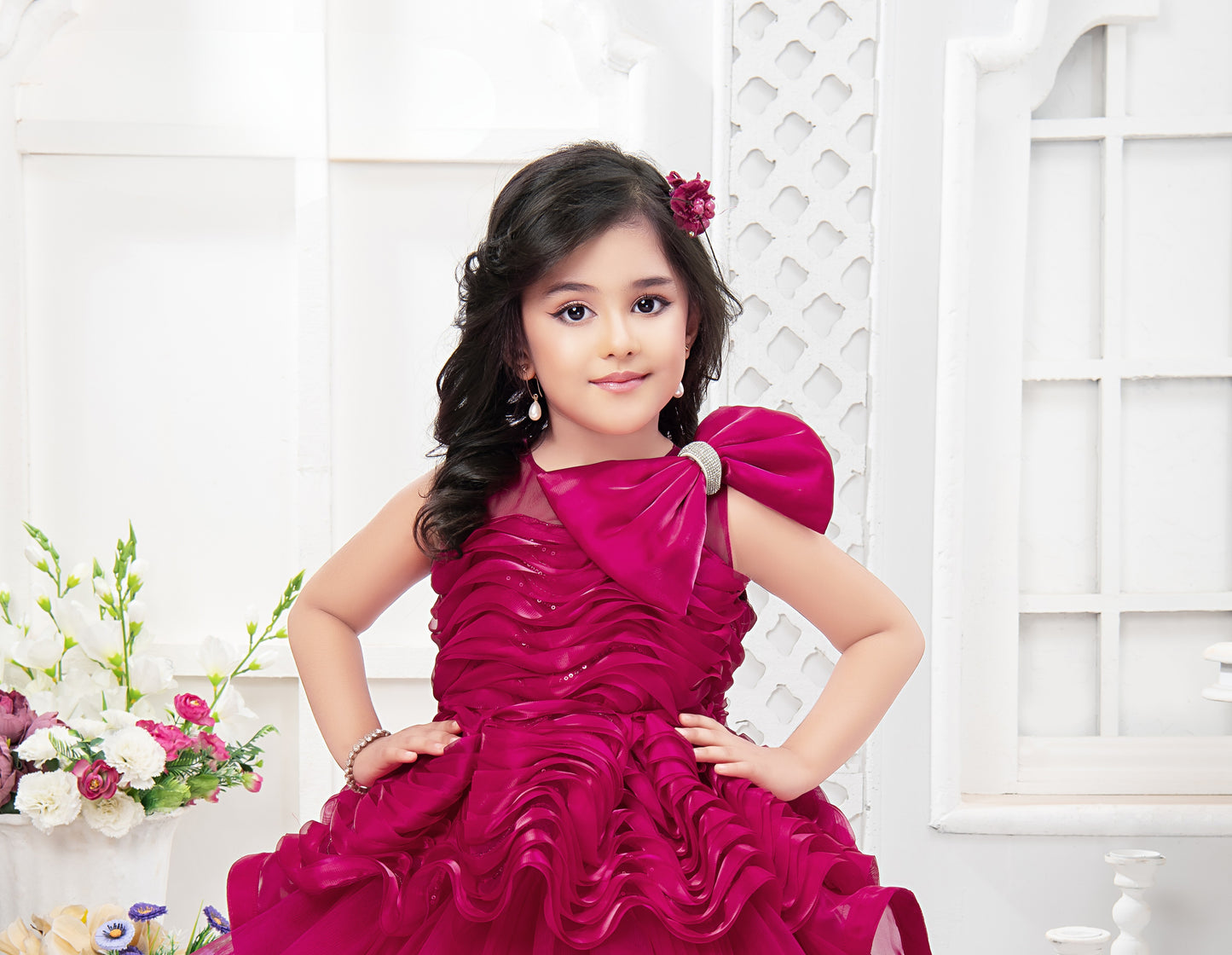 Magenta Princess Glam High-Low Party Dress