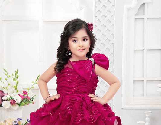 Magenta Princess Glam High-Low Party Dress